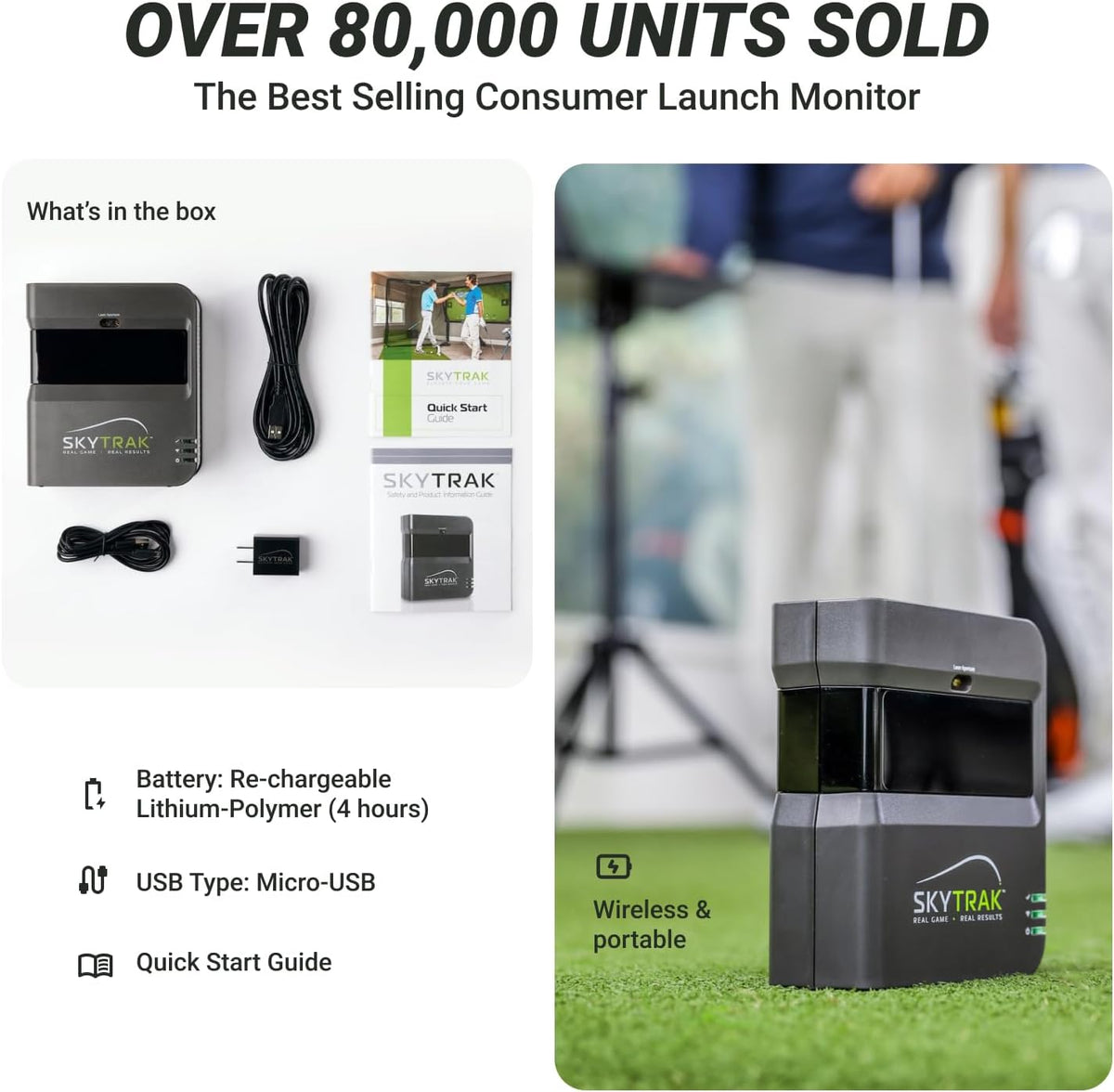 Golf Launch Monitor | Photometric Technology for Ball Speed, Carry & Total Distance, Spin Rates, Launch & Shot Shape Data | Golf Simulator & Practice
