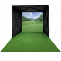 Golf Simulator Enclosure for Home Instant Quick and Easy Tool-Free Setup in 5 Mins Golf Hittig Cage - Complete Set with Heavy Duty Frame,Hd Impact Screen and Putting Green Turf (8X8 Ft)