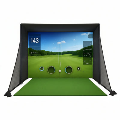 Golf Simulator Enclosure with Impact Screen Aluminum Frame and Hitting Net Enclosed Display Screen for for Indoor Golf Training