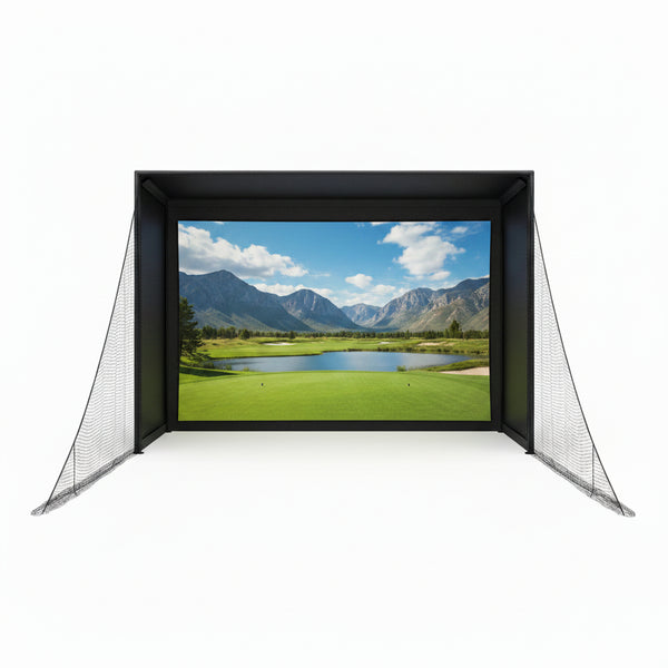 Golf Simulator Enclosure Kit 10 X 8 Ft with 4K-Ready Impact Screen | 600D Blackout Cover, Anti-Ricochet Foam Padding & Safety Side Nets, Golf Cage for Indoor Garage, Basement & Home Practice