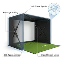 Golf Simulator Enclosure for Home Instant Quick and Easy Tool-Free Setup in 5 Mins Golf Hittig Cage - Complete Set with Heavy Duty Frame,Hd Impact Screen and Putting Green Turf (8X8 Ft) — How It Works